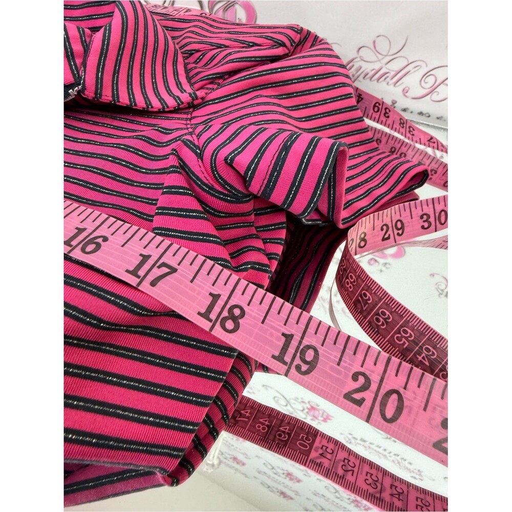 Tailteck shirt sparkly zip up silver Pink & Black Striped Zip Polo - Picture 10 of 11